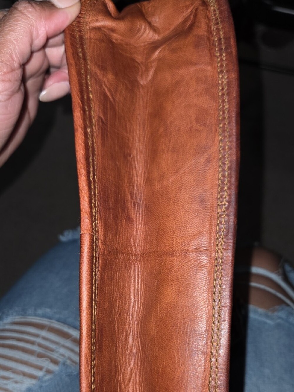 Classic Tan Leather Crossbody Satchel - Unbranded - Picture 10 of 10